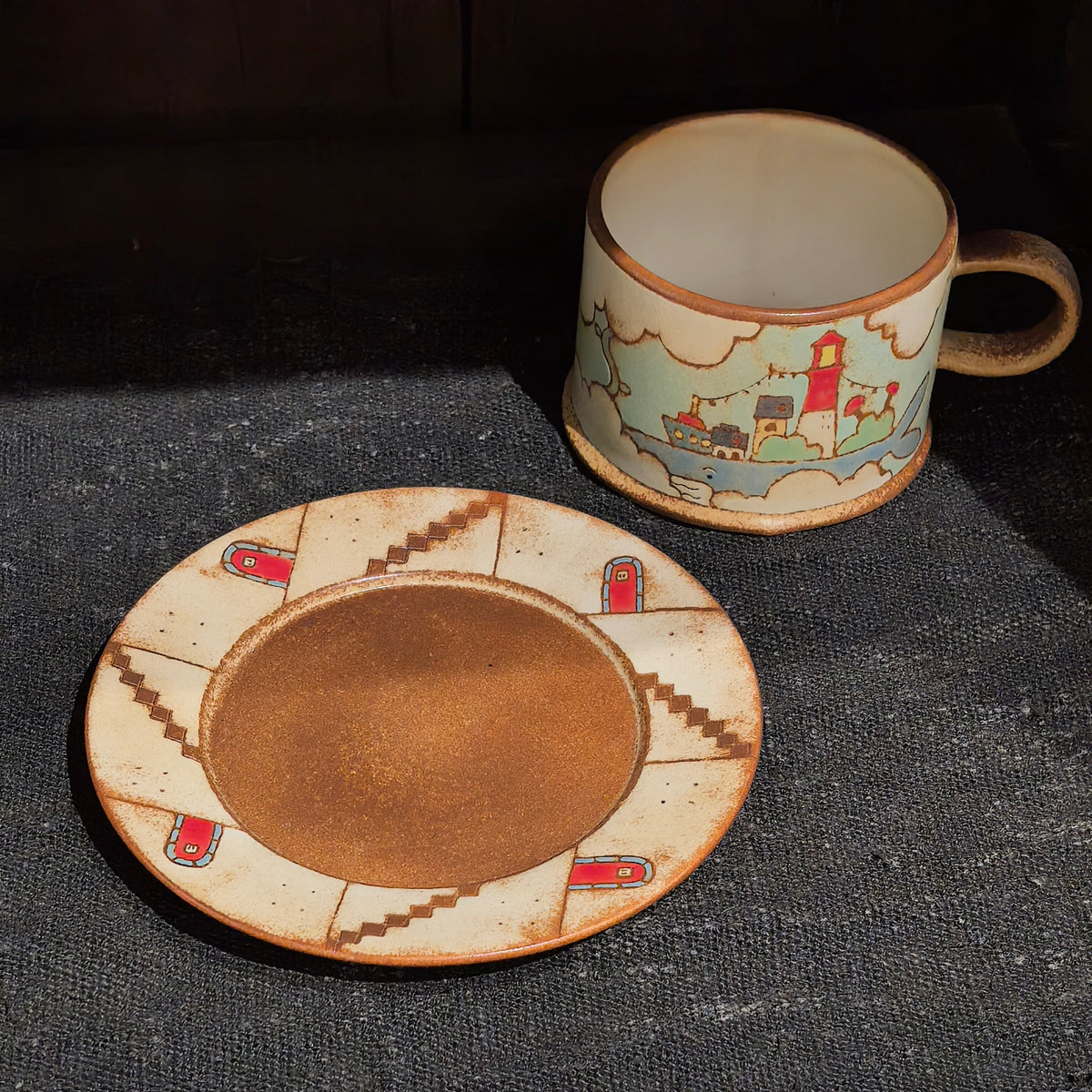 大柿 carved cup and saucer A 260ml47