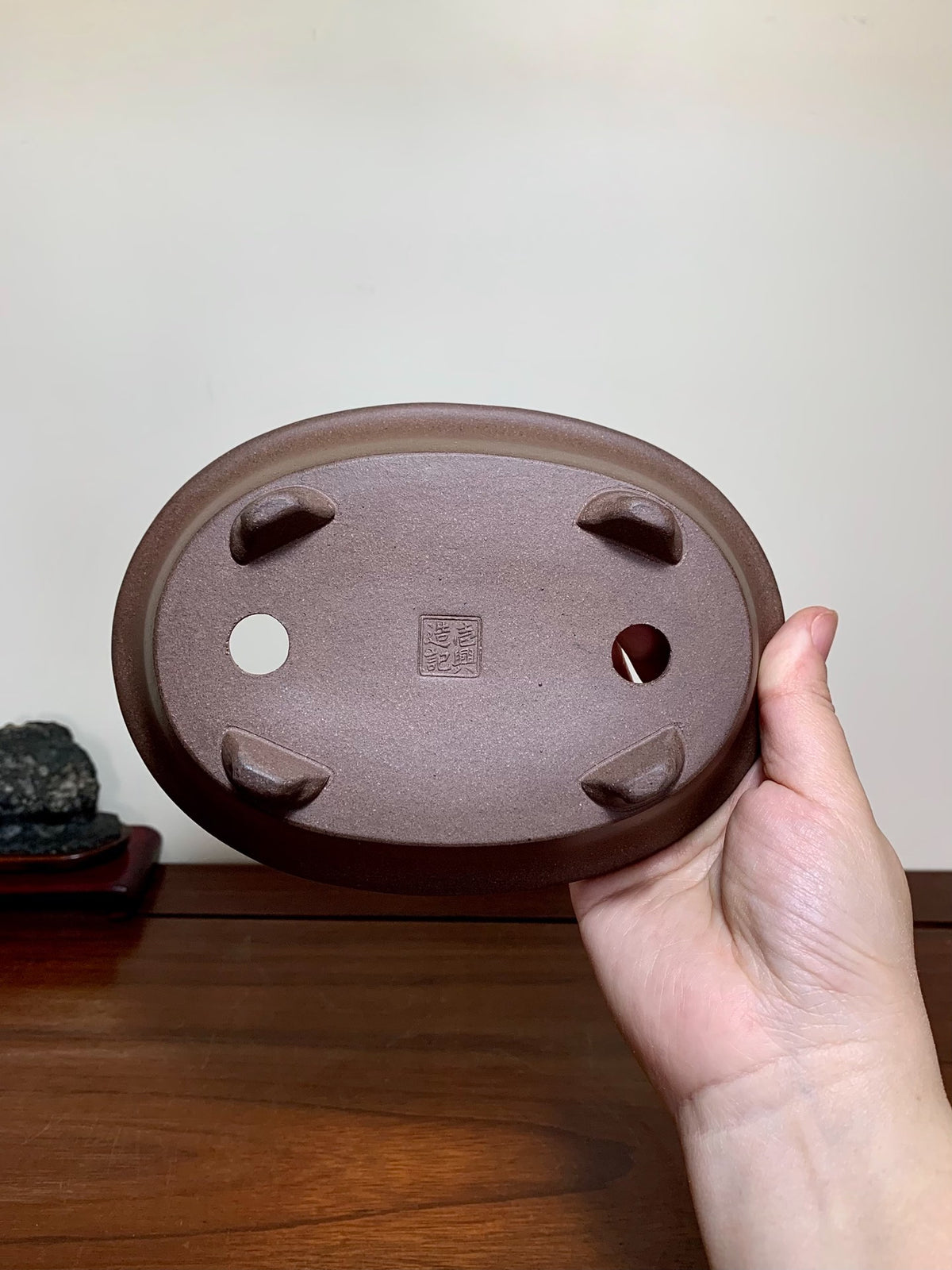 Ichi-Kou Shidei Outer Rim Cloud Feet Oval Japanese Bonsai Pot
