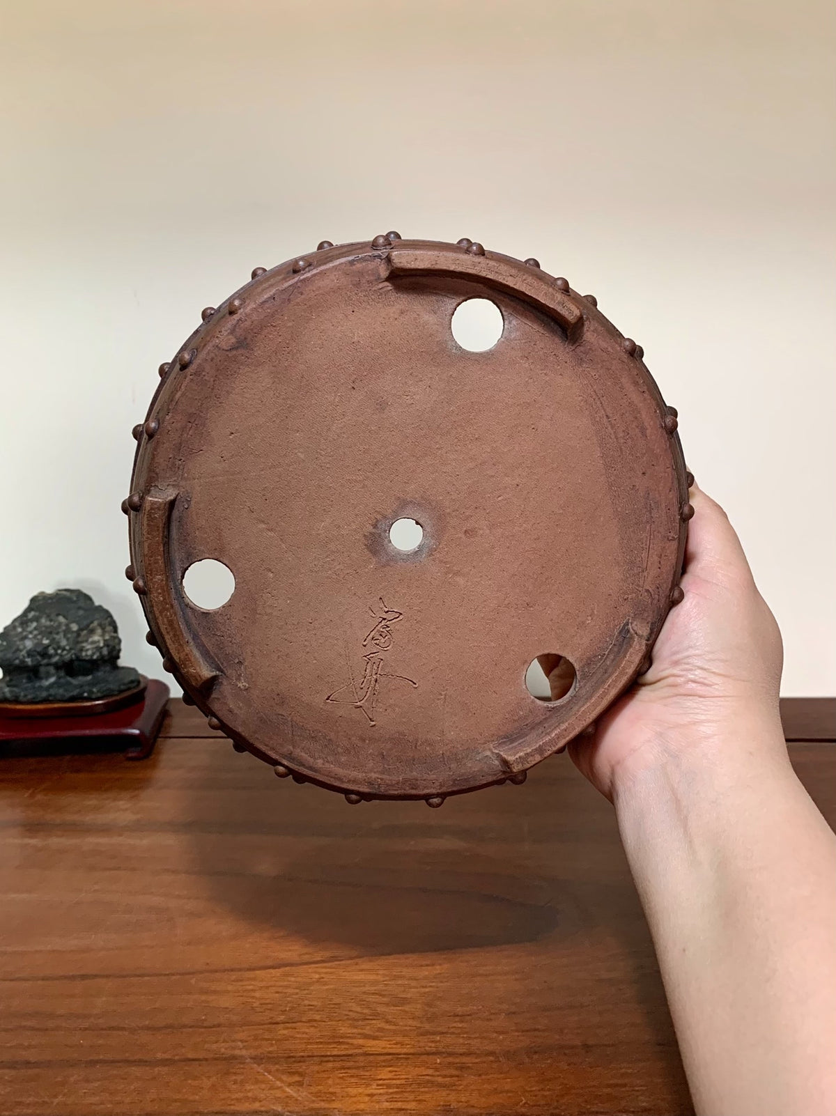 Fuzhou, Two Studded, Perfectly Round, Japanese Bonsai Pot