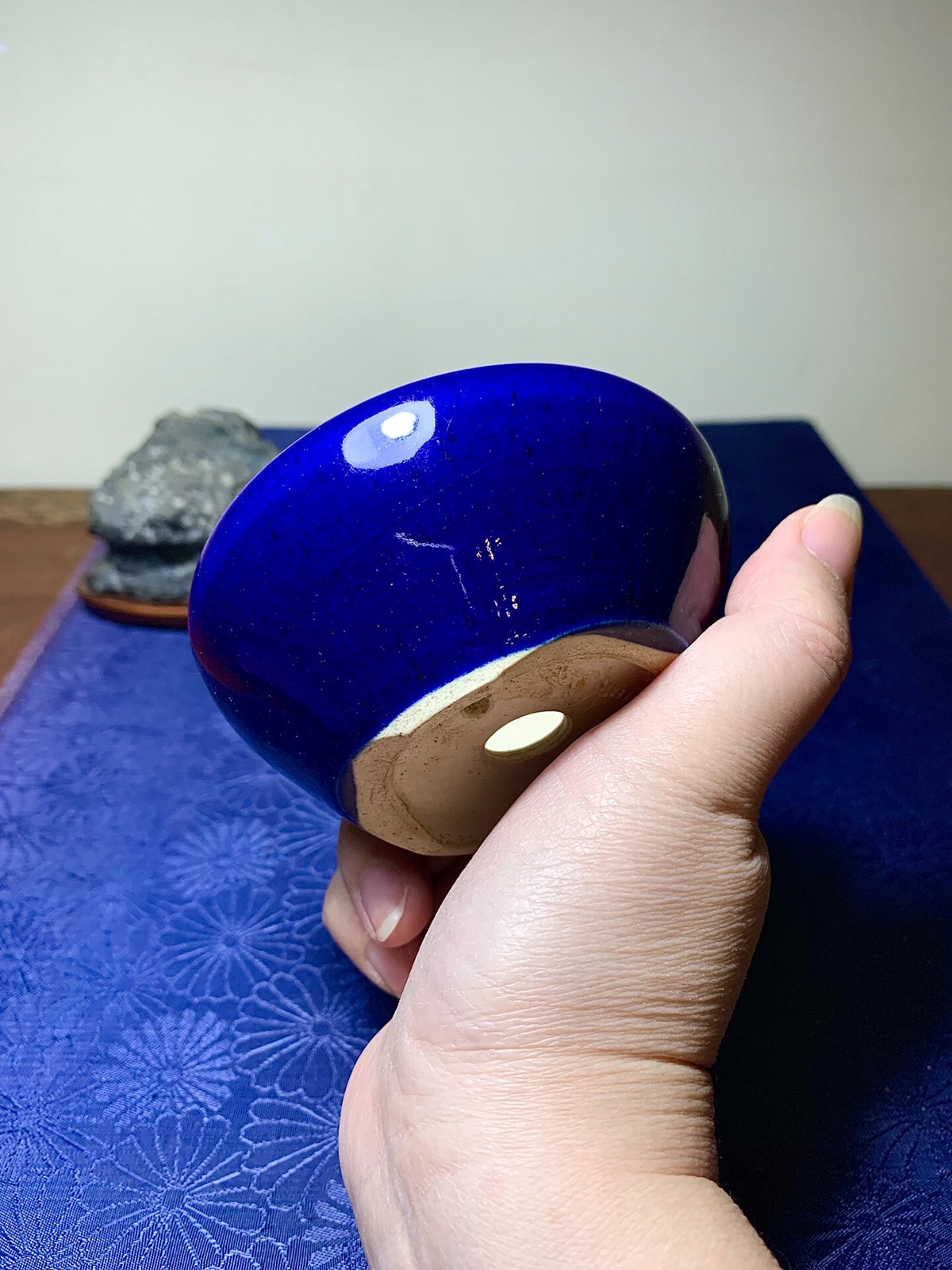 Ruri Glaze Round Pot by Mikata