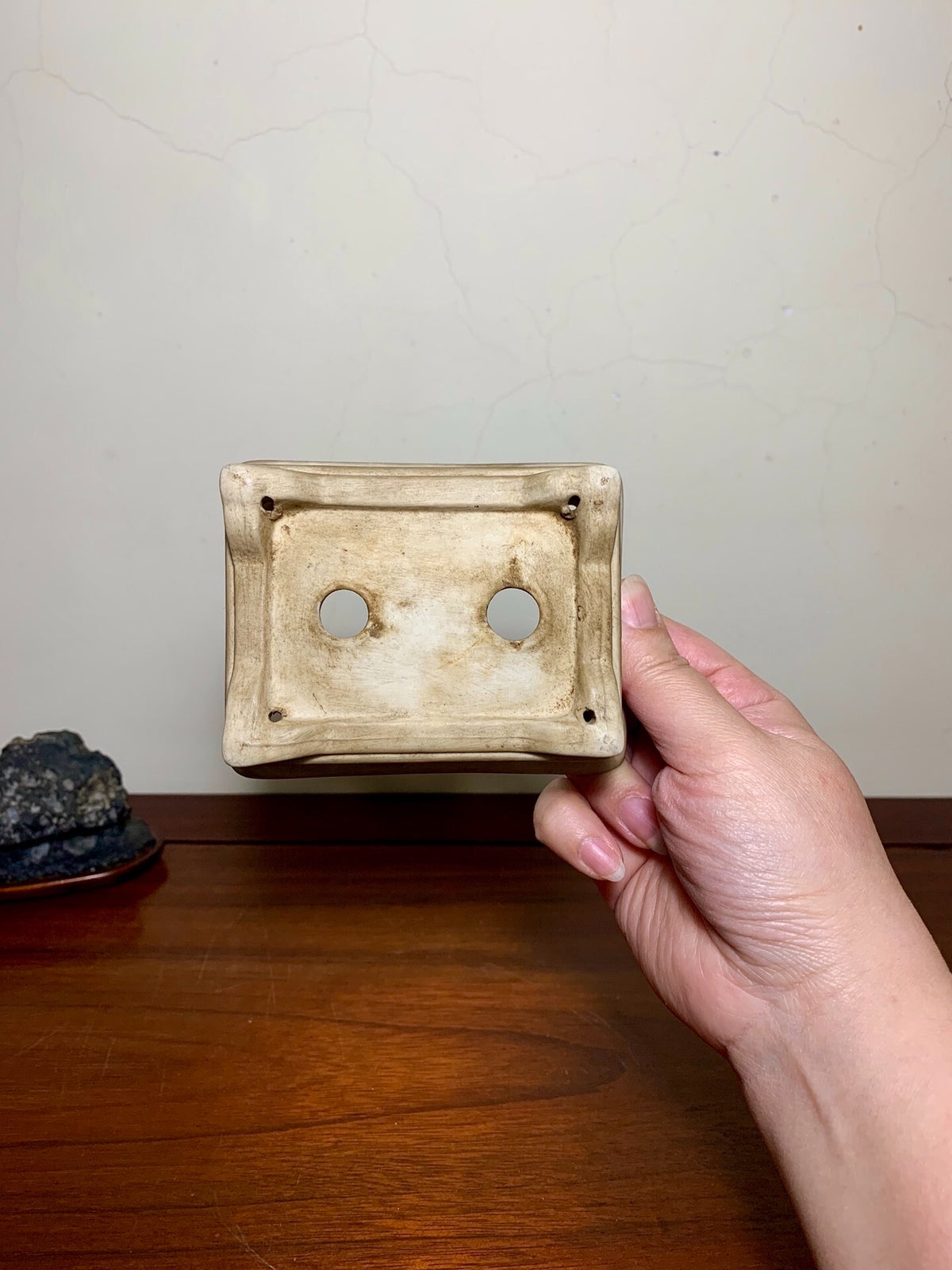 Asai Chasen Open-Panel Relief-Carved Landscape Japanese Pot