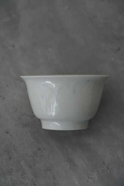 Japanese ceramic artist Tsutomu Takeshita wood-fired white porcelain bowl — 11 cm, 6.5 cm high