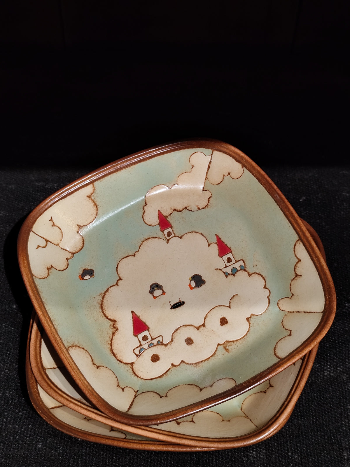大柿 carved square small plate