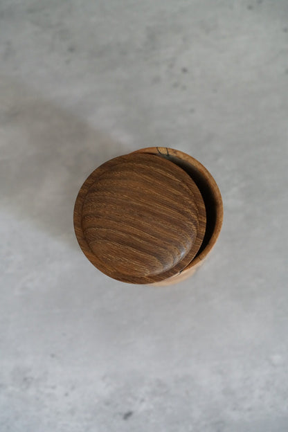 Japanese woodwork artist Tatsunori Sato lidded storage jar — 5.2 cm, 6.5 cm high