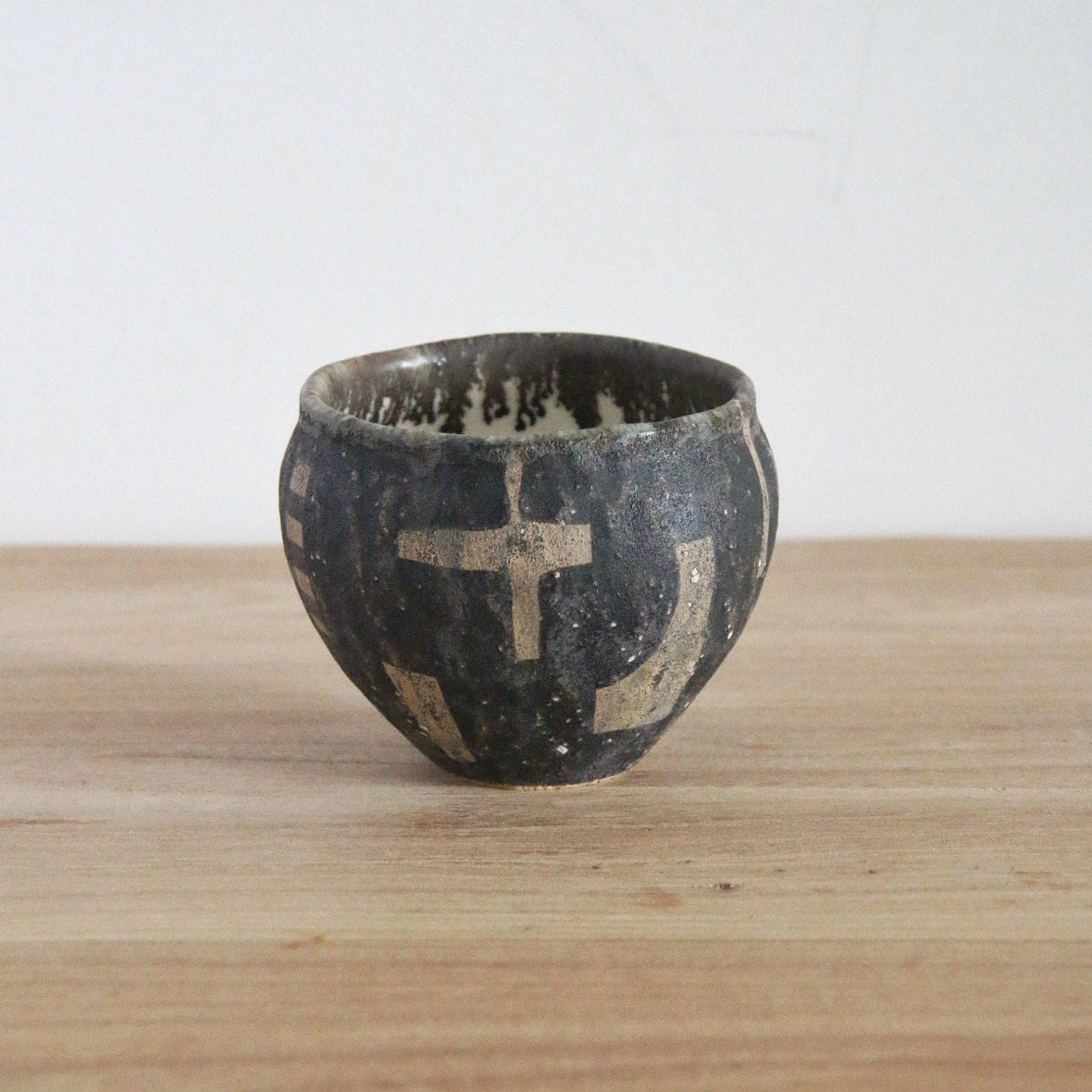 马川祐辅  咖啡杯 拉花杯 手握杯 汤吞  黑色十字