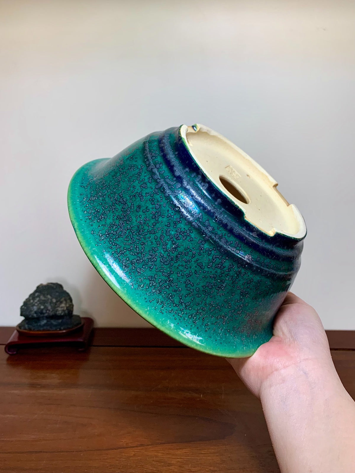 Hongyang Cloth-Textured Glaze Outer Rim Double Lower Band Japanese Flower Pot
