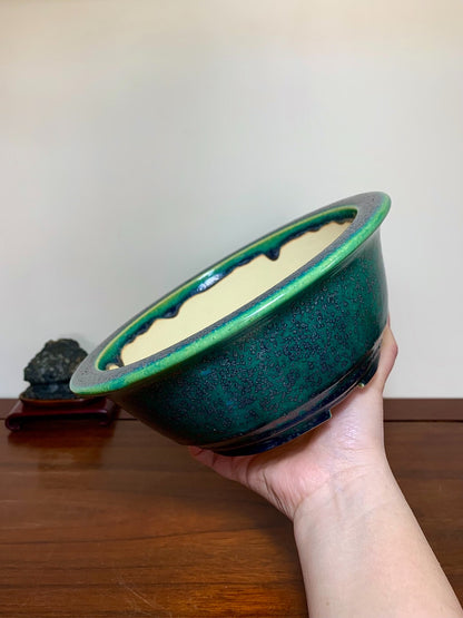 Hongyang Cloth-Textured Glaze Outer Rim Double Lower Band Japanese Flower Pot