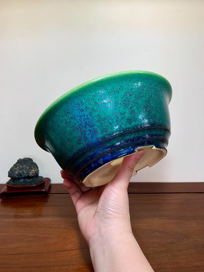 Hongyang Cloth-Textured Glaze Outer Rim Double Lower Band Japanese Flower Pot
