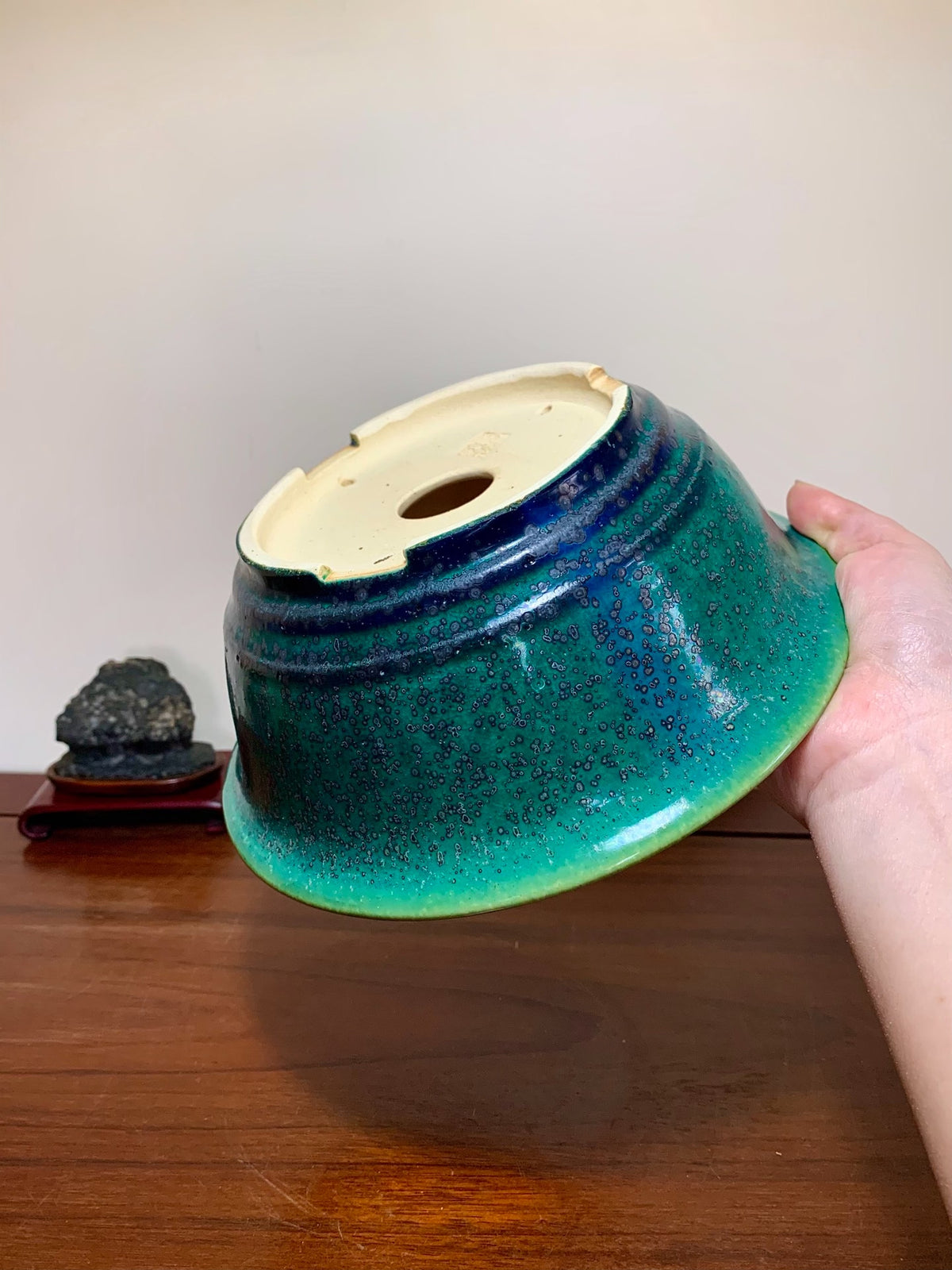 Hongyang Cloth-Textured Glaze Outer Rim Double Lower Band Japanese Flower Pot