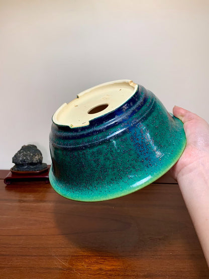 Hongyang Cloth-Textured Glaze Outer Rim Double Lower Band Japanese Flower Pot