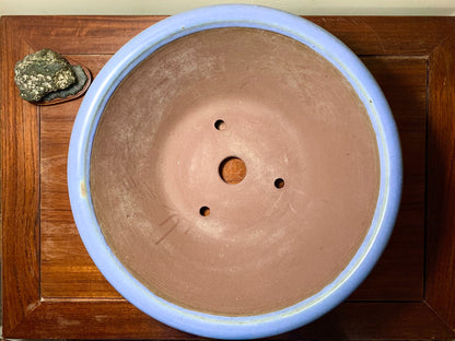 Matsuizan Aki Blue Kinyo Glaze Outer Rim Large Conical Japanese Flower Pot