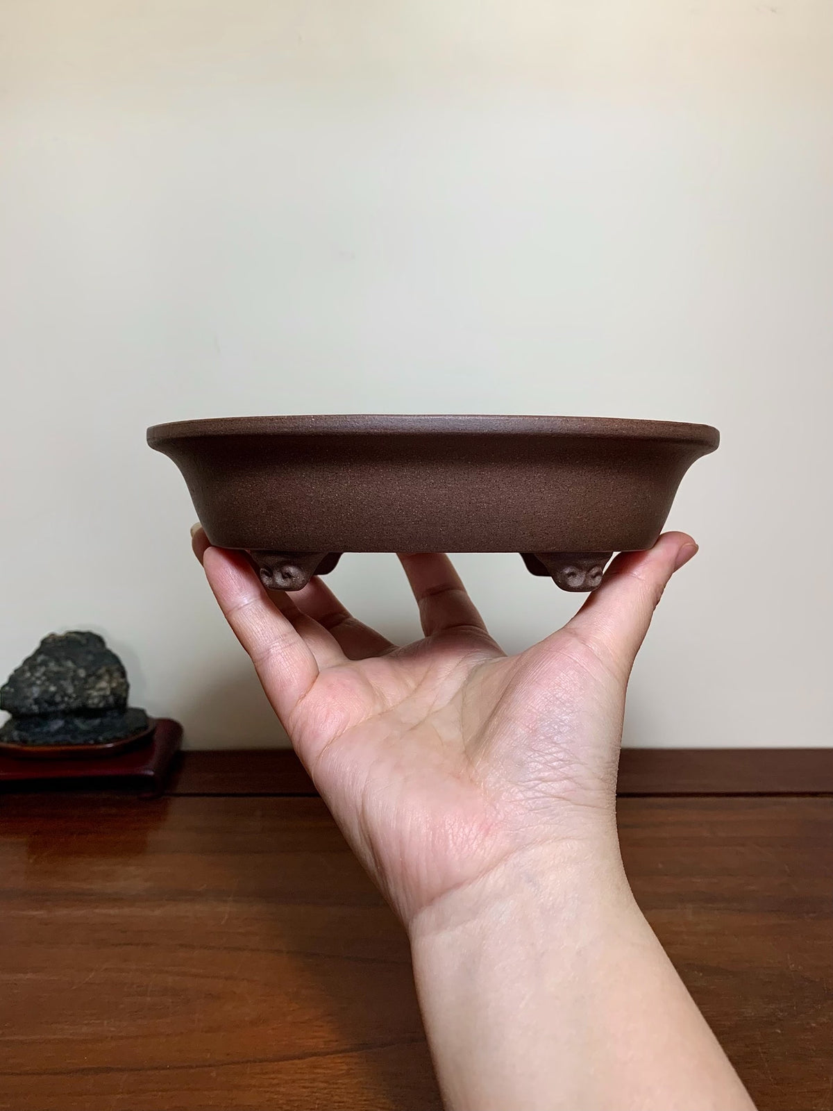 Ichi-Kou Shidei Outer Rim Cloud Feet Oval Japanese Bonsai Pot