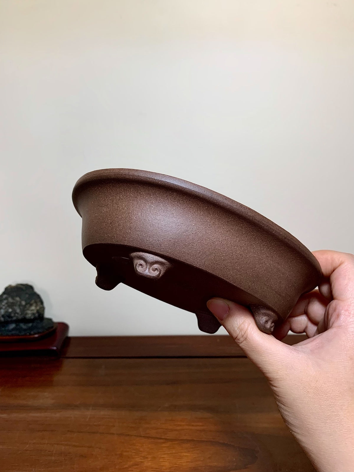 Ichi-Kou Shidei Outer Rim Cloud Feet Oval Japanese Bonsai Pot