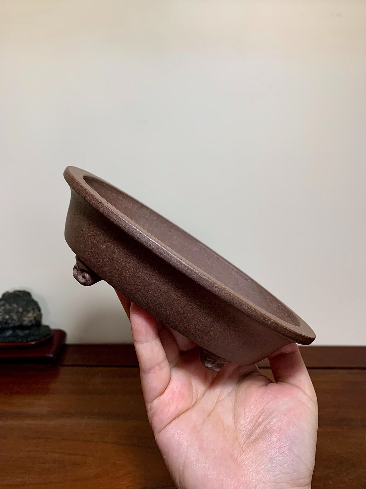 Ichi-Kou Shidei Outer Rim Cloud Feet Oval Japanese Bonsai Pot