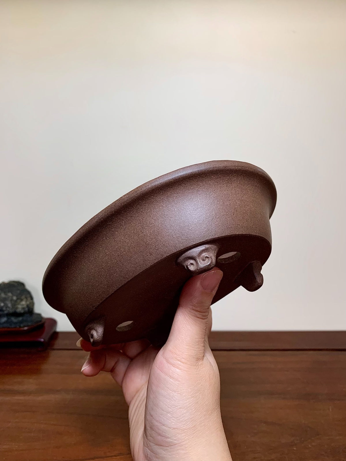 Ichi-Kou Shidei Outer Rim Cloud Feet Oval Japanese Bonsai Pot