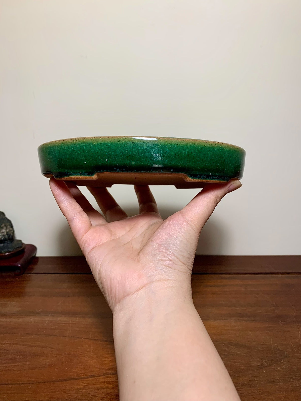 Cloth-Textured Glaze Oval Japanese Pot by Watanabe Kazuhiro