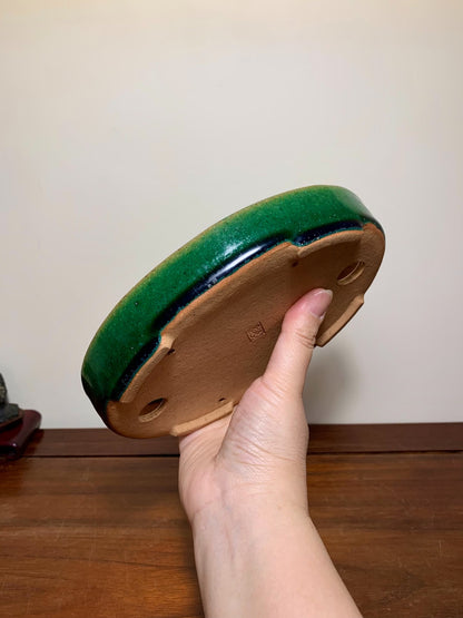 Cloth-Textured Glaze Oval Japanese Pot by Watanabe Kazuhiro