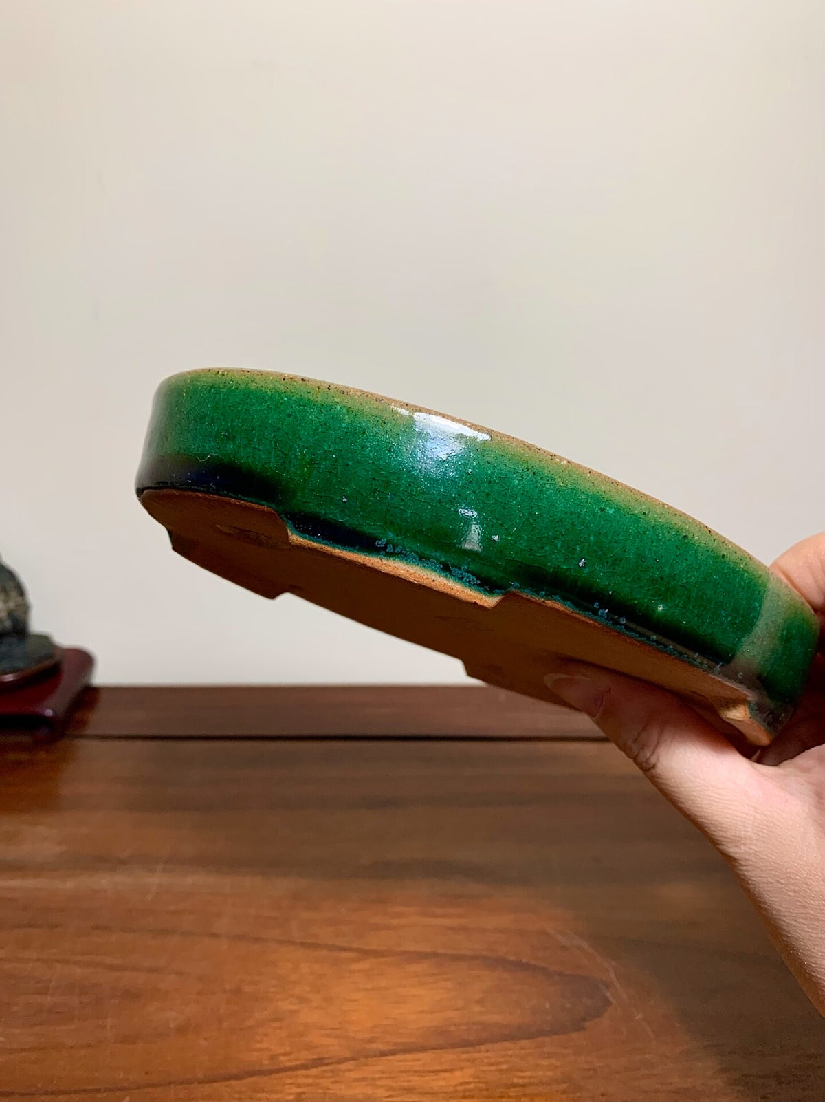 Cloth-Textured Glaze Oval Japanese Pot by Watanabe Kazuhiro