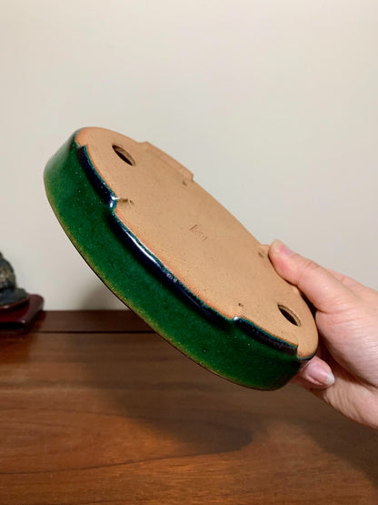 Cloth-Textured Glaze Oval Japanese Pot by Watanabe Kazuhiro