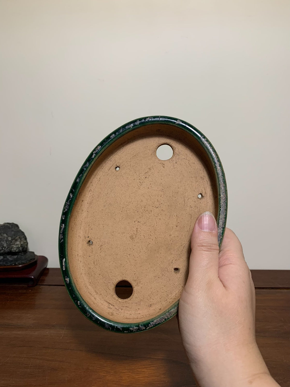 Cloth-Textured Glaze Oval Japanese Pot by Watanabe Kazuhiro