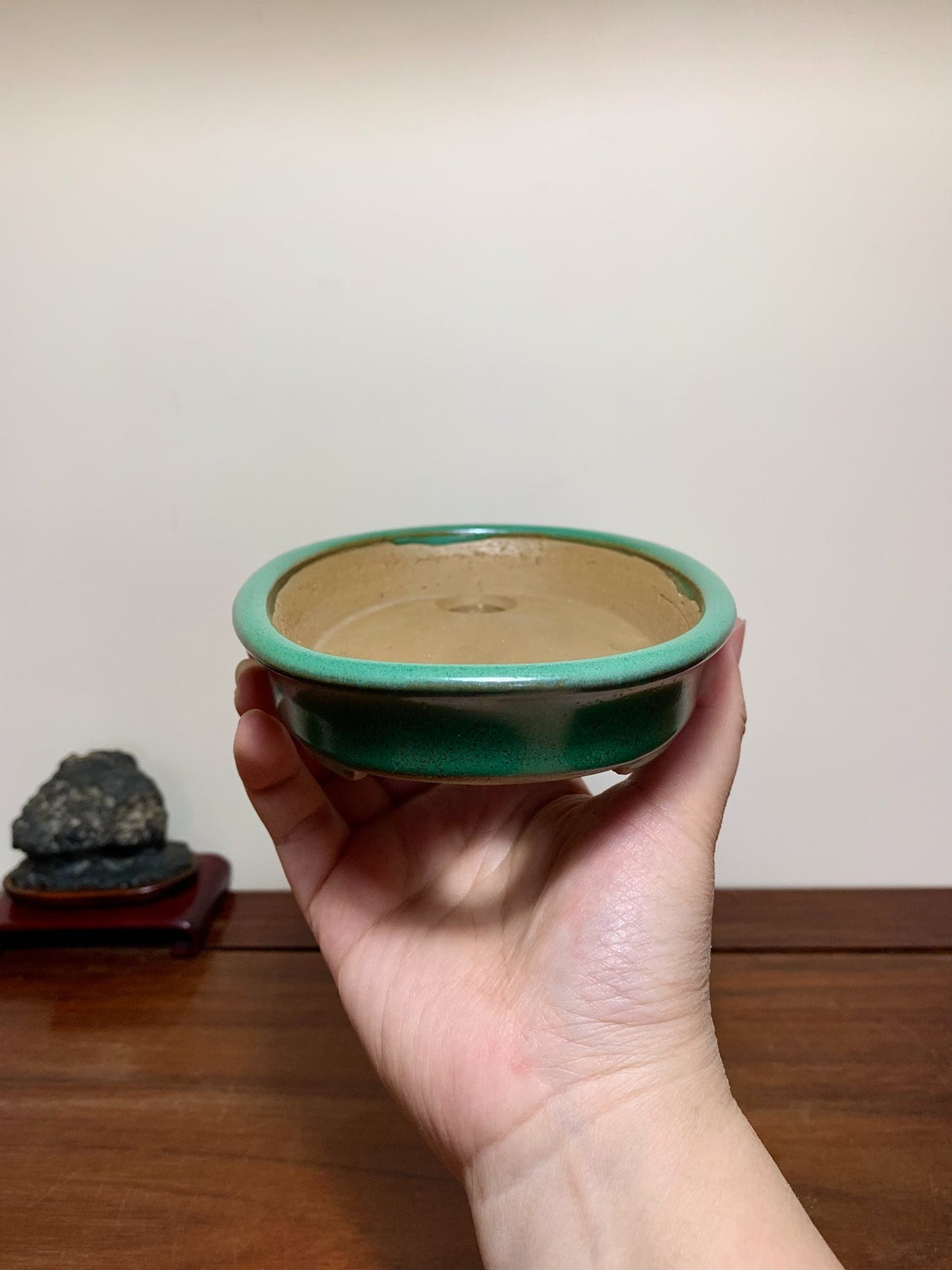 Cloth-Textured Glaze, Oval Outer Rim, Maple Tree Pot by Yamafusa