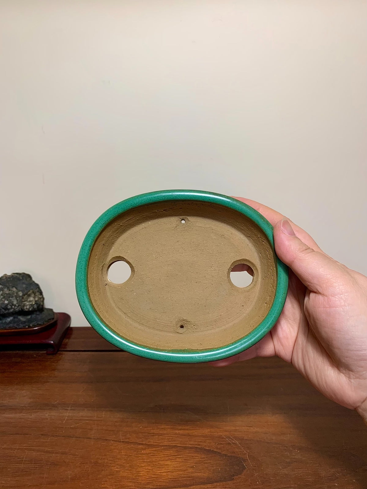 Cloth-Textured Glaze, Oval Outer Rim, Maple Tree Pot by Yamafusa