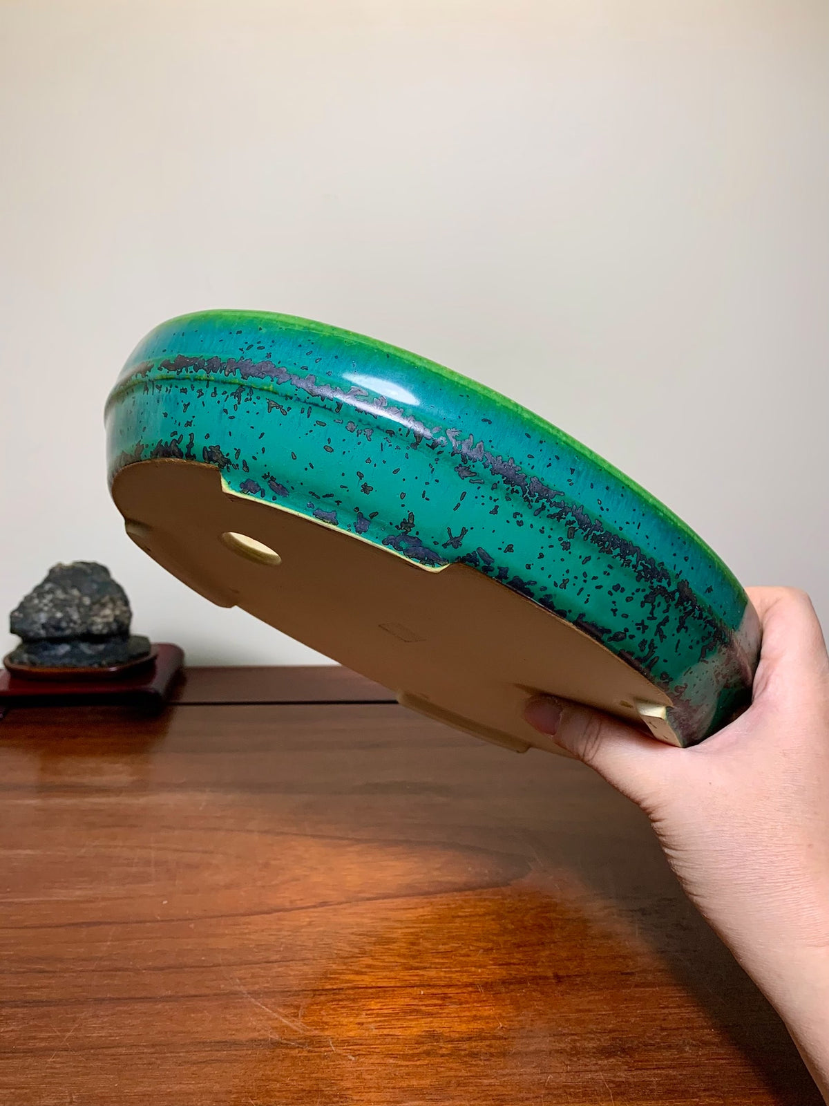 Sen Dai Kōyō, Cloth-Textured Glaze, Middle Band, Oval, Japanese Flower Pot