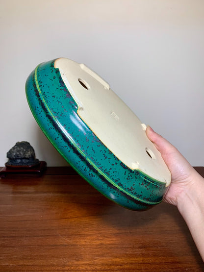 Sen Dai Kōyō, Cloth-Textured Glaze, Middle Band, Oval, Japanese Flower Pot