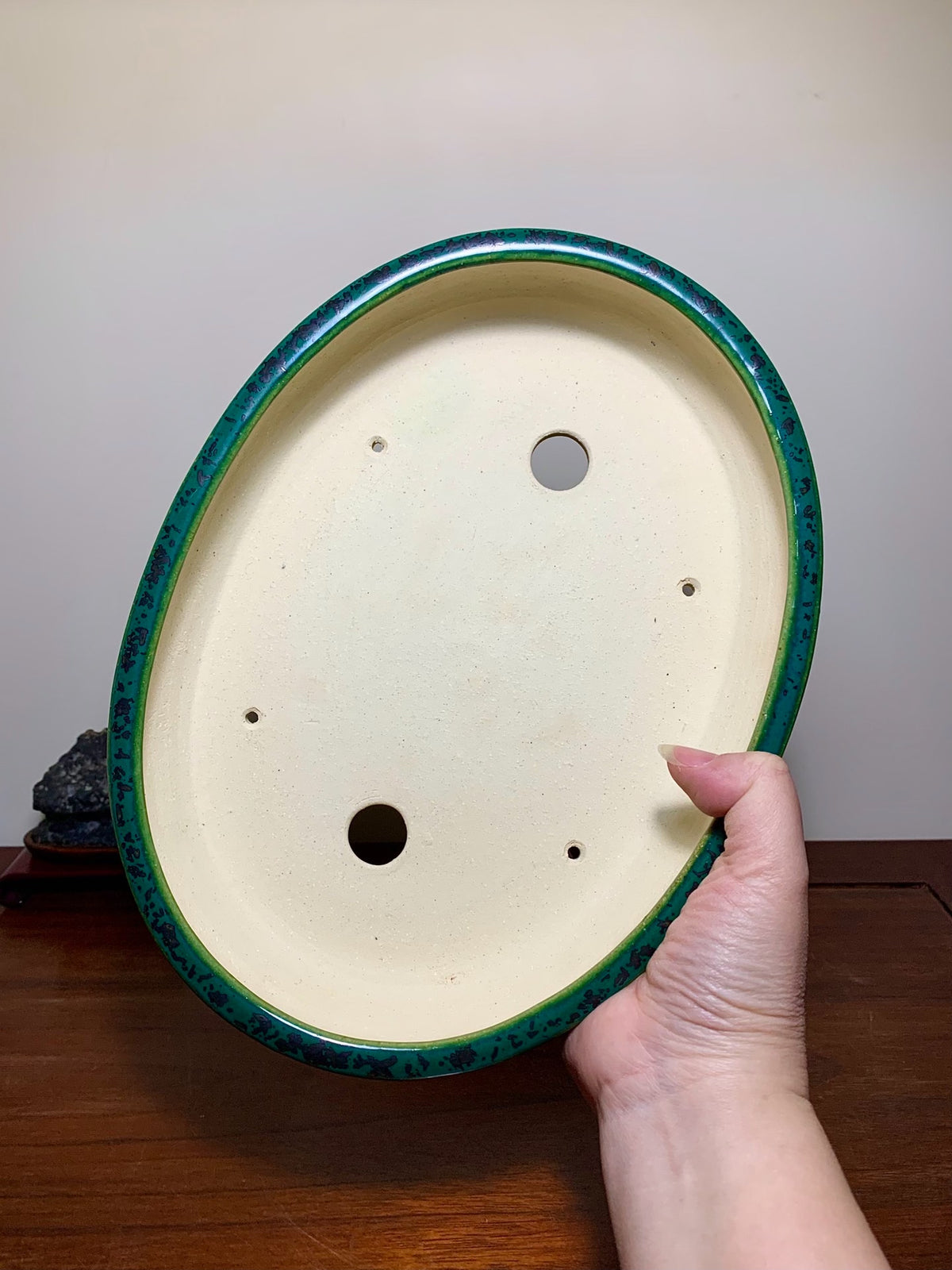 Sen Dai Kōyō, Cloth-Textured Glaze, Middle Band, Oval, Japanese Flower Pot