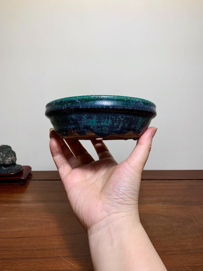 Sen Dai Kōyō Cloth-Textured Glaze Round Pot