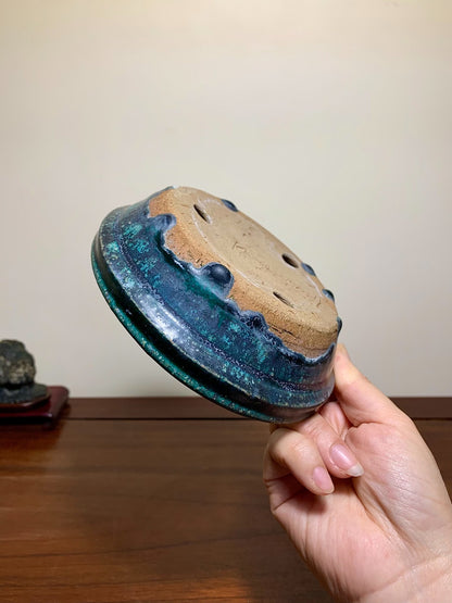 Sen Dai Kōyō Cloth-Textured Glaze Round Pot