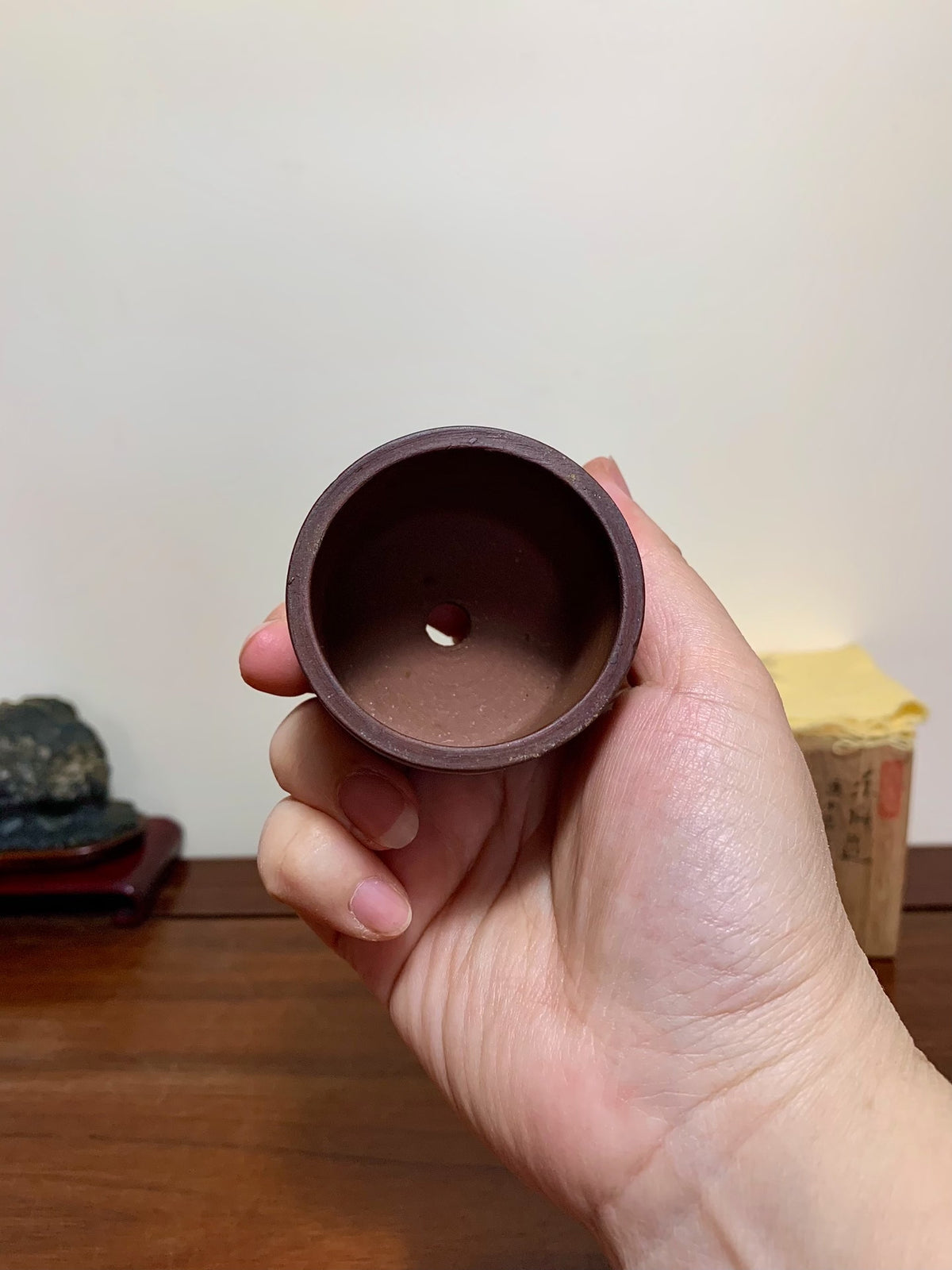 Asai Chasen Incised Small Cylindrical Pot Japanese Bonsai Pot