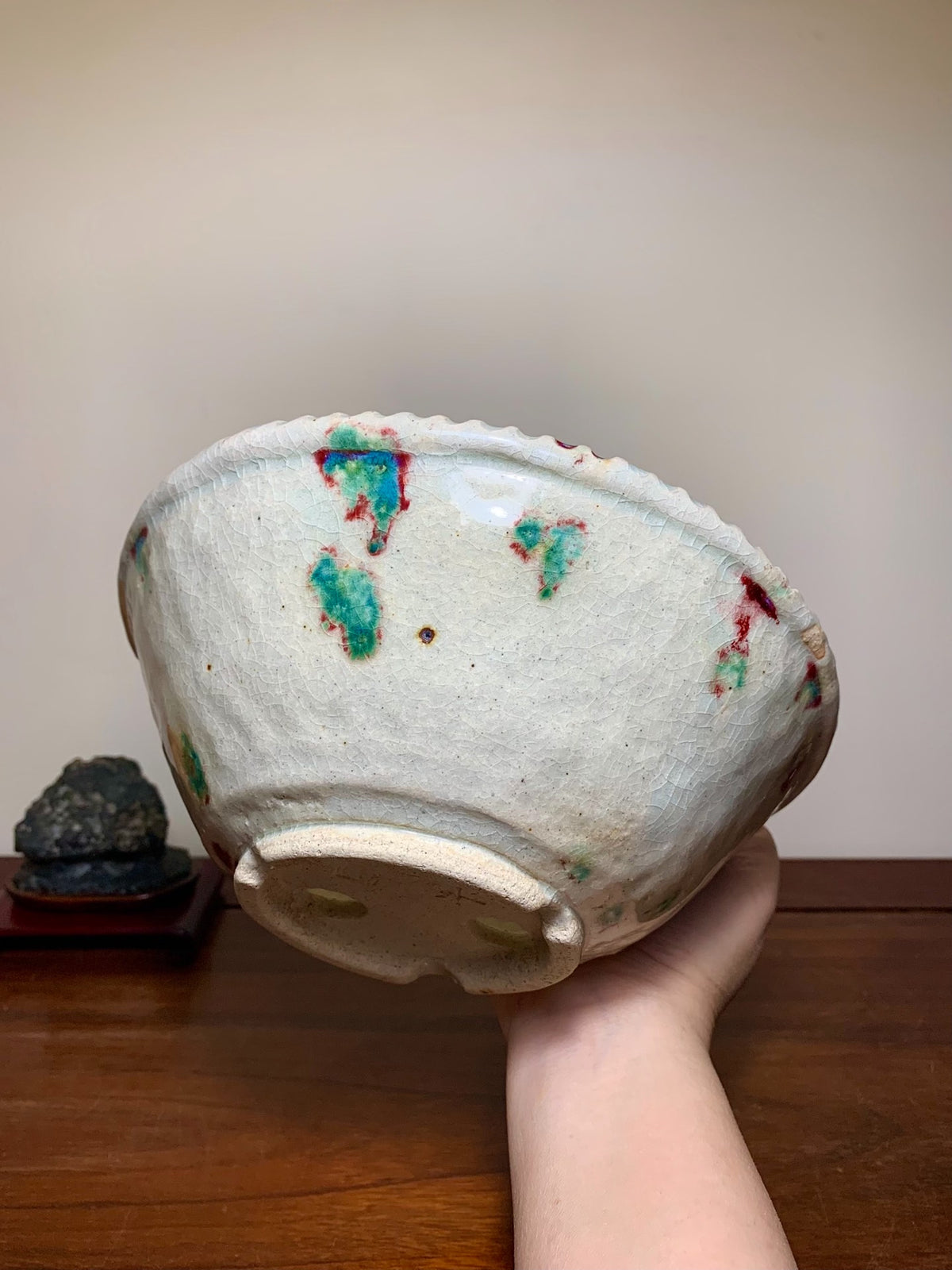 Echizen Bunsan Kiln-Transmuted Rope-Rimmed Conical Japanese Flower Pot