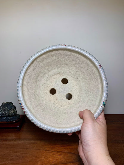 Echizen Bunsan Kiln-Transmuted Rope-Rimmed Conical Japanese Flower Pot