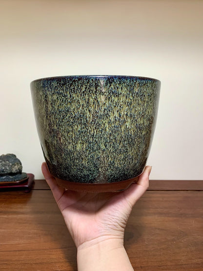 Sea Mouse Glaze Cylindrical Pot, Japanese Flower Pot by Yōzan