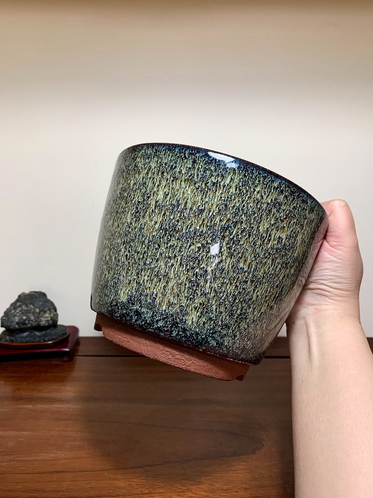 Sea Mouse Glaze Cylindrical Pot, Japanese Flower Pot by Yōzan