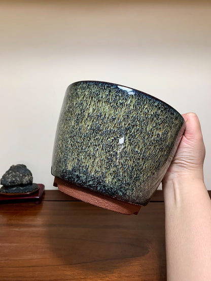 Sea Mouse Glaze Cylindrical Pot, Japanese Flower Pot by Yōzan
