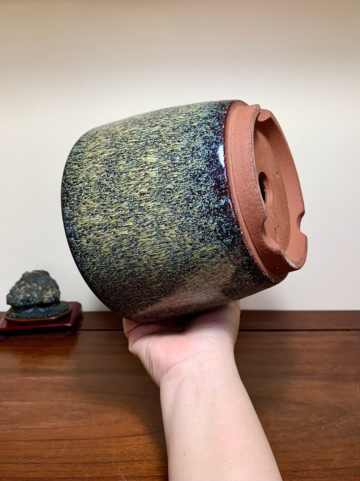 Sea Mouse Glaze Cylindrical Pot, Japanese Flower Pot by Yōzan