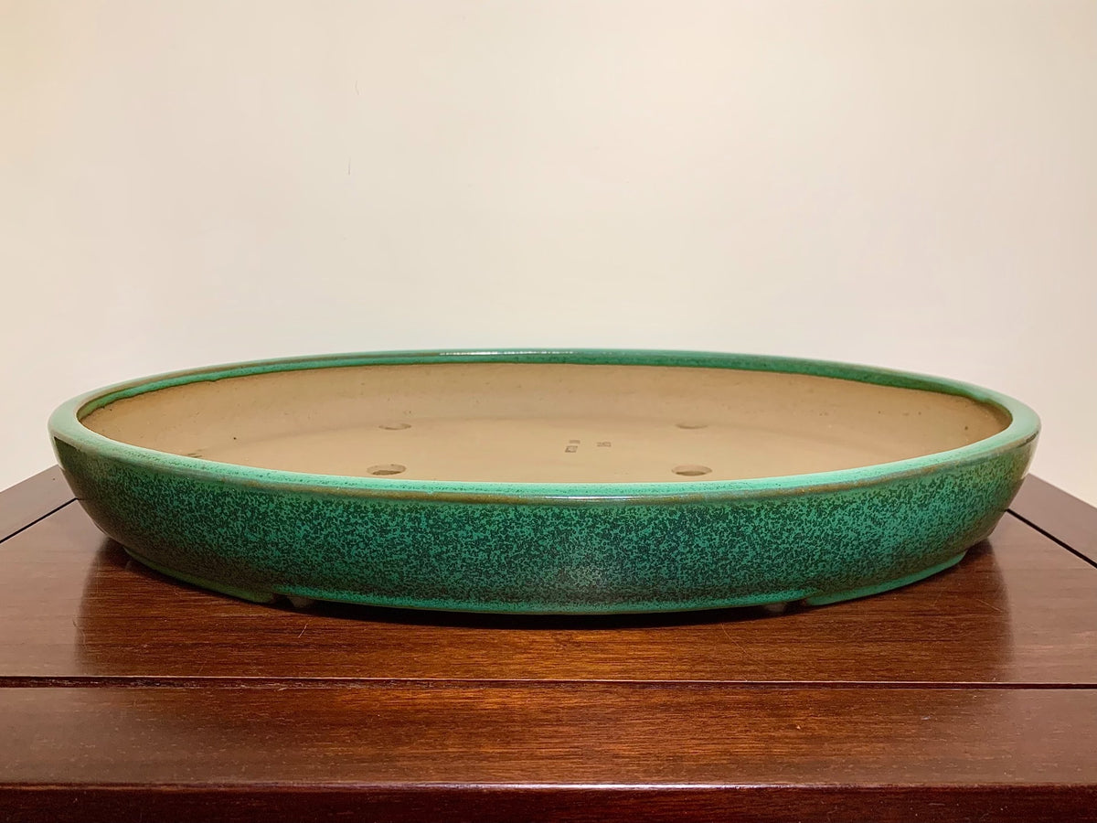 Cloth-Textured Glaze, Cut-Foot Oval, Maple Tree Pot by Yamafusa