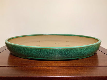 Cloth-Textured Glaze, Cut-Foot Oval, Maple Tree Pot by Yamafusa