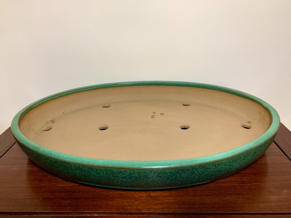 Cloth-Textured Glaze, Cut-Foot Oval, Maple Tree Pot by Yamafusa