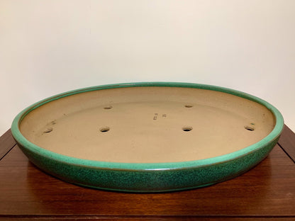 Cloth-Textured Glaze, Cut-Foot Oval, Maple Tree Pot by Yamafusa