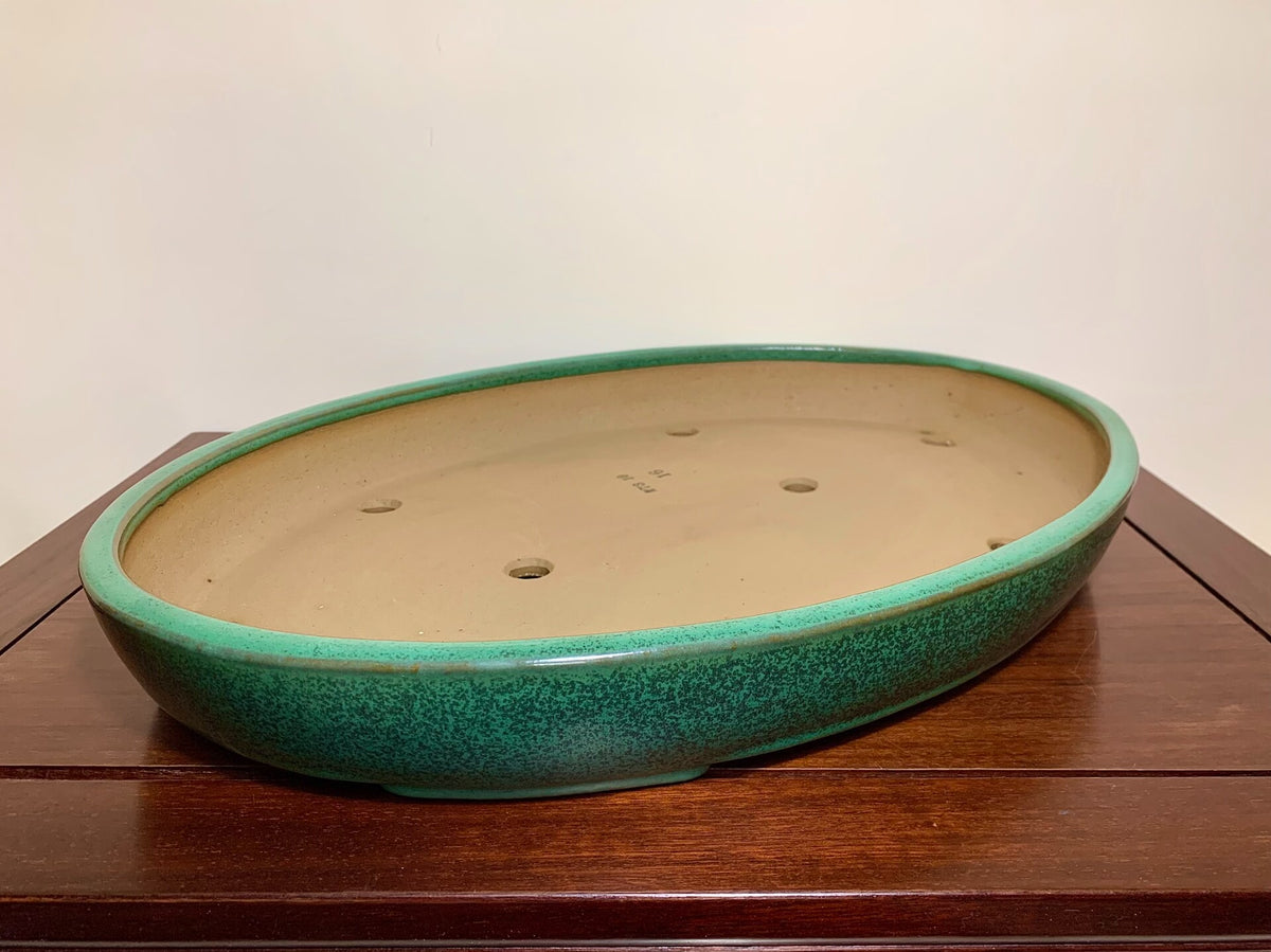 Cloth-Textured Glaze, Cut-Foot Oval, Maple Tree Pot by Yamafusa