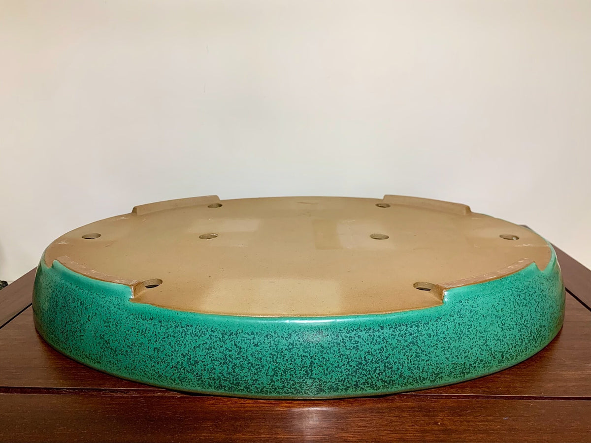Cloth-Textured Glaze, Cut-Foot Oval, Maple Tree Pot by Yamafusa