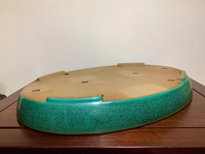 Cloth-Textured Glaze, Cut-Foot Oval, Maple Tree Pot by Yamafusa