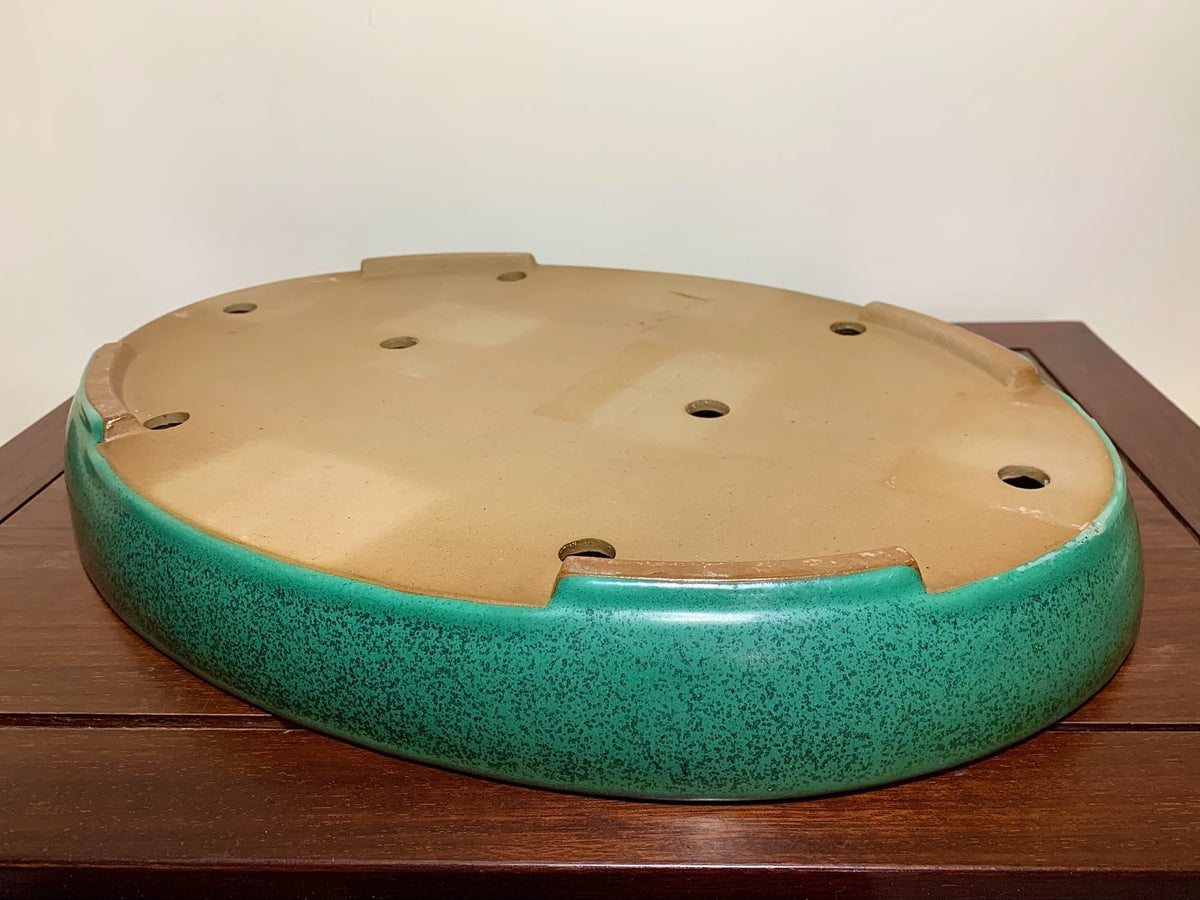 Cloth-Textured Glaze, Cut-Foot Oval, Maple Tree Pot by Yamafusa