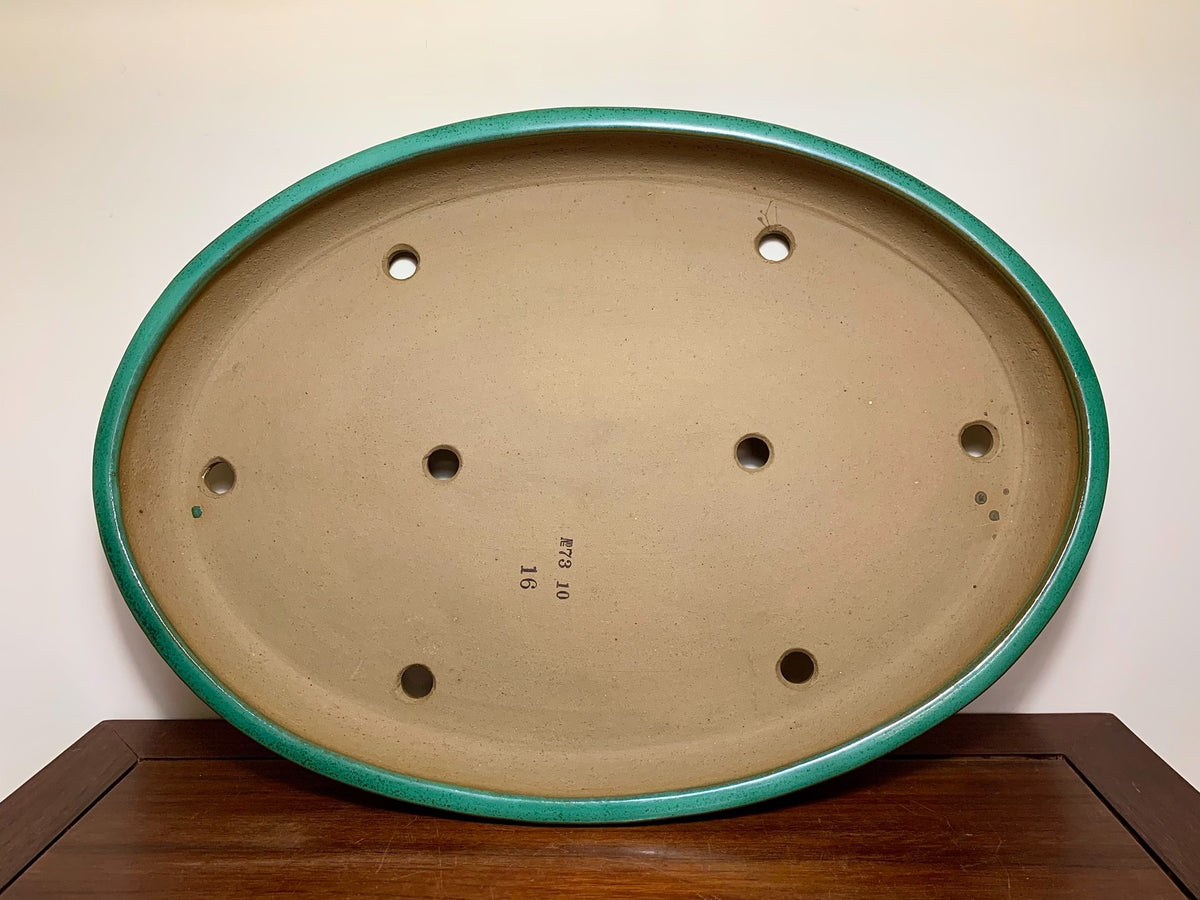 Cloth-Textured Glaze, Cut-Foot Oval, Maple Tree Pot by Yamafusa