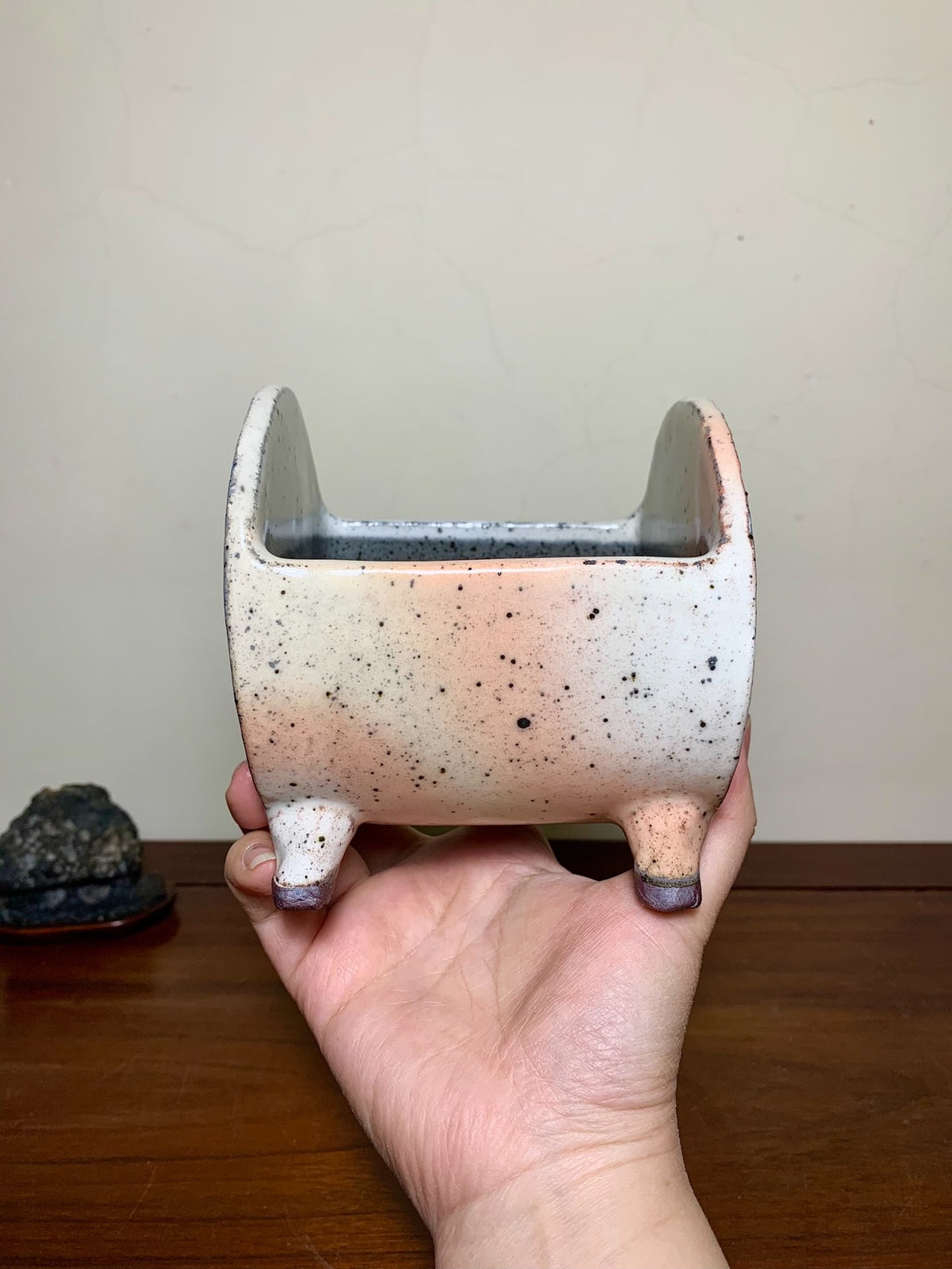 Enamelled Irregular Pot by Katagiri Mizue