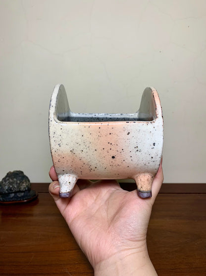 Enamelled Irregular Pot by Katagiri Mizue