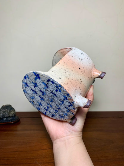 Enamelled Irregular Pot by Katagiri Mizue